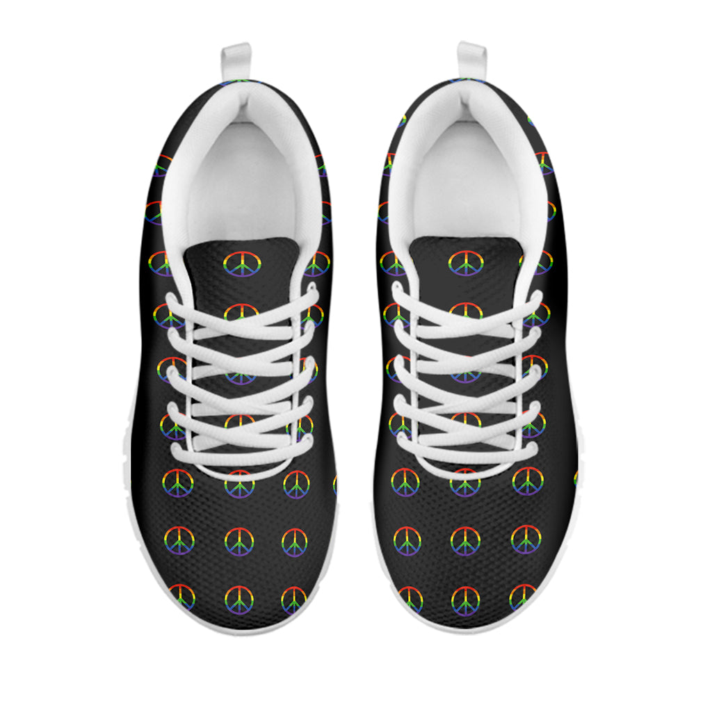 Rainbow LGBT Peace Sign Pattern Print White Sneakers