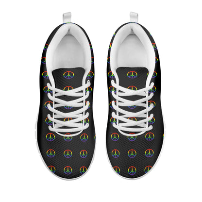 Rainbow LGBT Peace Sign Pattern Print White Sneakers