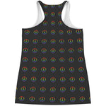 Rainbow LGBT Peace Sign Pattern Print Women's Racerback Tank Top