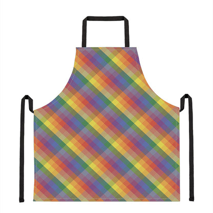 Rainbow LGBT Plaid Pattern Print Apron