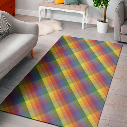 Rainbow LGBT Plaid Pattern Print Area Rug