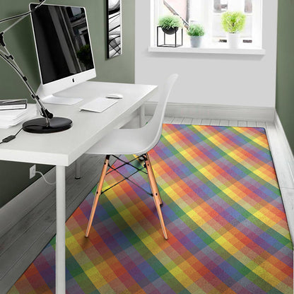 Rainbow LGBT Plaid Pattern Print Area Rug
