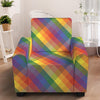 Rainbow LGBT Plaid Pattern Print Armchair Slipcover