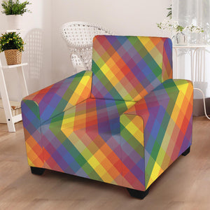 Rainbow LGBT Plaid Pattern Print Armchair Slipcover