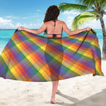 Rainbow LGBT Plaid Pattern Print Beach Sarong Wrap