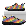 Rainbow LGBT Plaid Pattern Print Black Running Shoes