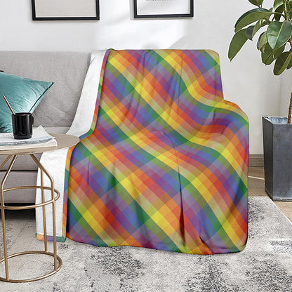 Rainbow LGBT Plaid Pattern Print Blanket