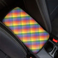 Rainbow LGBT Plaid Pattern Print Car Center Console Cover