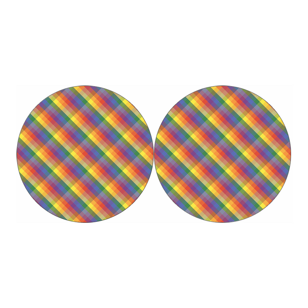 Rainbow LGBT Plaid Pattern Print Car Coasters