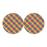 Rainbow LGBT Plaid Pattern Print Car Coasters