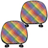 Rainbow LGBT Plaid Pattern Print Car Headrest Covers