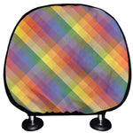 Rainbow LGBT Plaid Pattern Print Car Headrest Covers