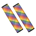 Rainbow LGBT Plaid Pattern Print Car Seat Belt Covers