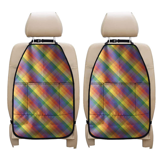 Rainbow LGBT Plaid Pattern Print Car Seat Organizers