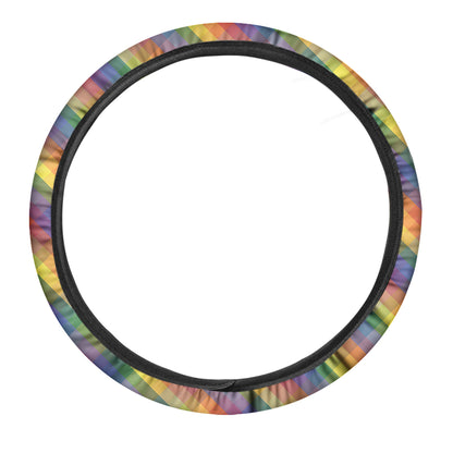 Rainbow LGBT Plaid Pattern Print Car Steering Wheel Cover