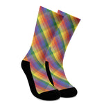 Rainbow LGBT Plaid Pattern Print Crew Socks