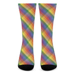 Rainbow LGBT Plaid Pattern Print Crew Socks