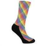 Rainbow LGBT Plaid Pattern Print Crew Socks