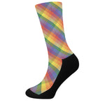 Rainbow LGBT Plaid Pattern Print Crew Socks