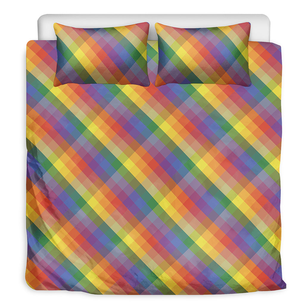 Rainbow LGBT Plaid Pattern Print Duvet Cover Bedding Set