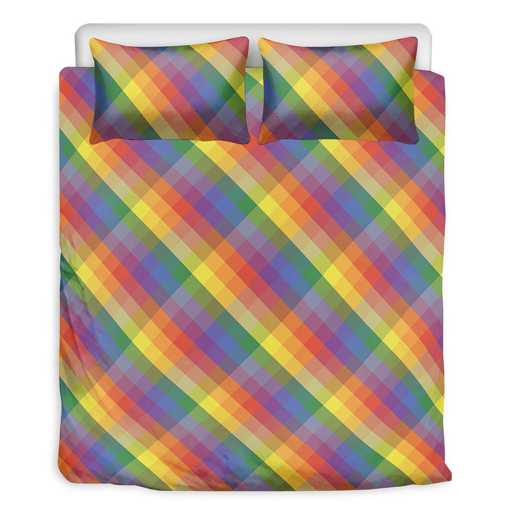 Rainbow LGBT Plaid Pattern Print Duvet Cover Bedding Set