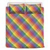 Rainbow LGBT Plaid Pattern Print Duvet Cover Bedding Set