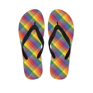 Rainbow LGBT Plaid Pattern Print Flip Flops