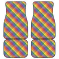 Rainbow LGBT Plaid Pattern Print Front and Back Car Floor Mats