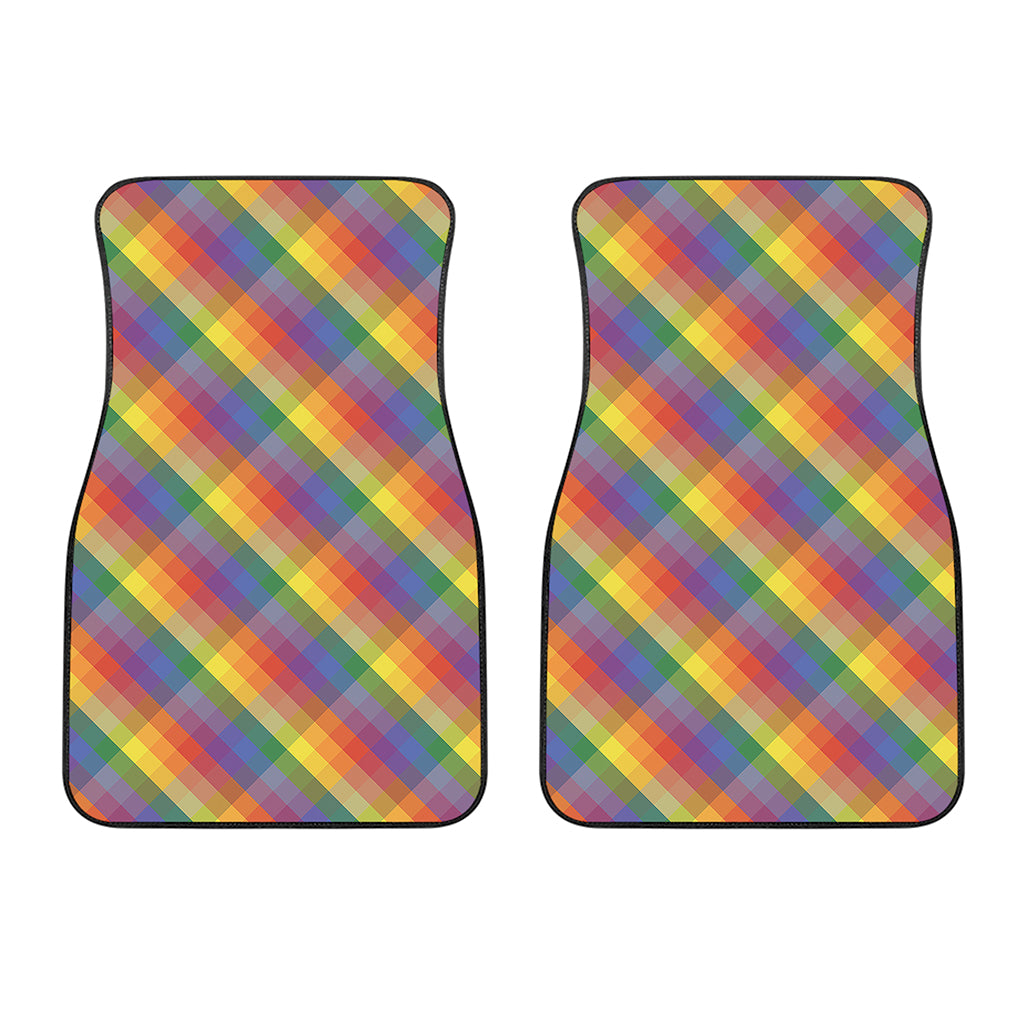 Rainbow LGBT Plaid Pattern Print Front Car Floor Mats
