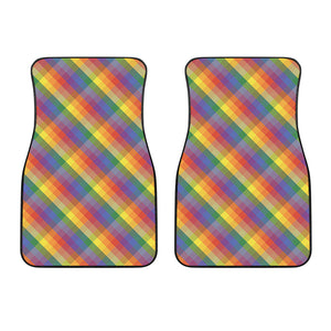 Rainbow LGBT Plaid Pattern Print Front Car Floor Mats