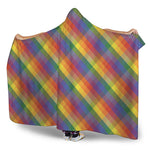 Rainbow LGBT Plaid Pattern Print Hooded Blanket