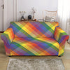 Rainbow LGBT Plaid Pattern Print Loveseat Slipcover