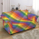 Rainbow LGBT Plaid Pattern Print Loveseat Slipcover