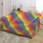 Rainbow LGBT Plaid Pattern Print Loveseat Slipcover