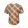 Rainbow LGBT Plaid Pattern Print Men's Baseball Jersey