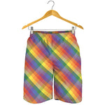 Rainbow LGBT Plaid Pattern Print Men's Shorts