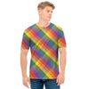 Rainbow LGBT Plaid Pattern Print Men's T-Shirt