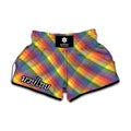 Rainbow LGBT Plaid Pattern Print Muay Thai Boxing Shorts
