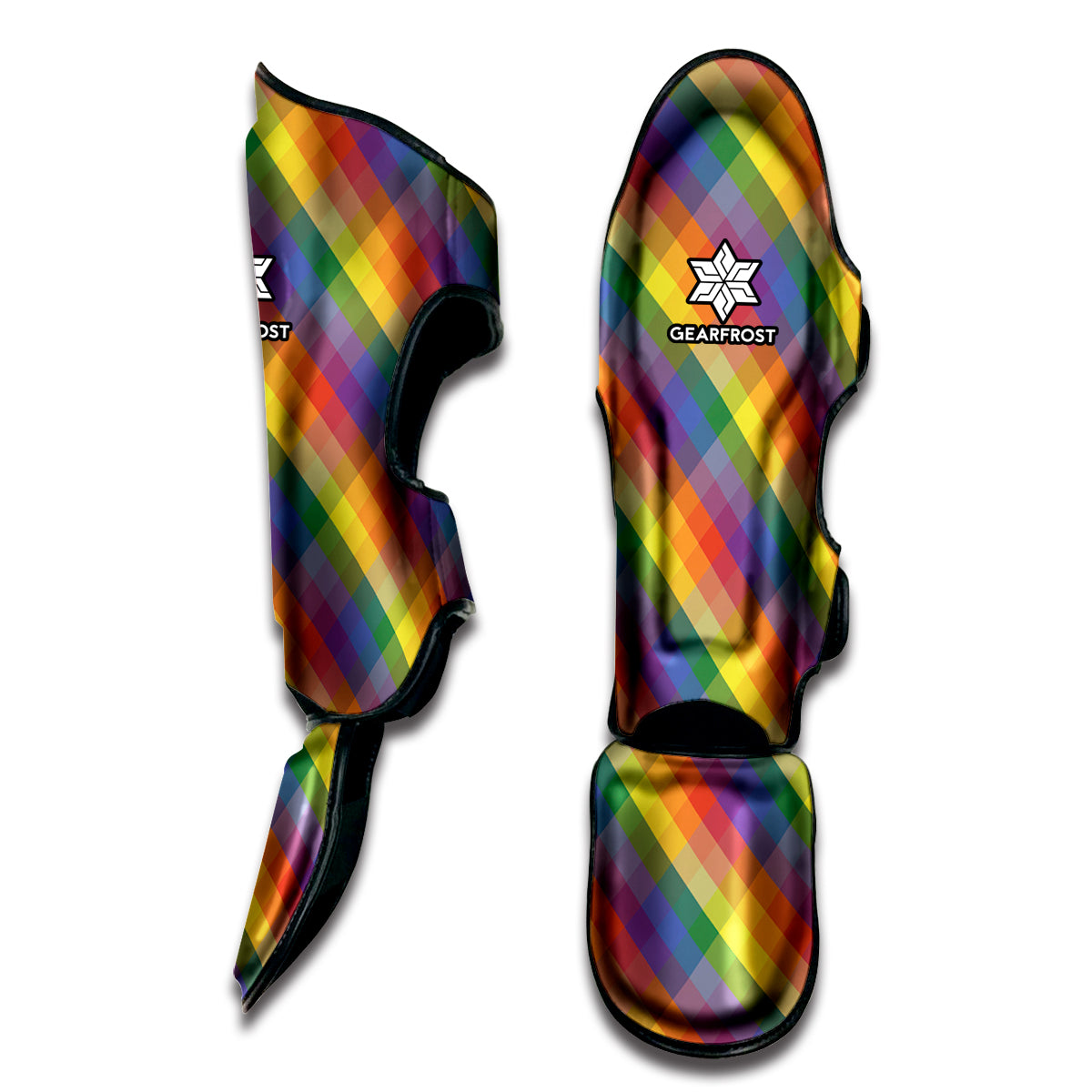 Rainbow LGBT Plaid Pattern Print Muay Thai Shin Guard