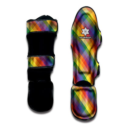 Rainbow LGBT Plaid Pattern Print Muay Thai Shin Guard