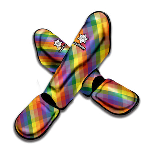 Rainbow LGBT Plaid Pattern Print Muay Thai Shin Guard