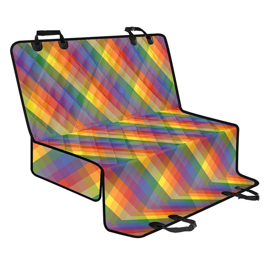 Rainbow LGBT Plaid Pattern Print Pet Car Back Seat Cover
