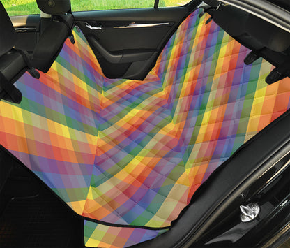 Rainbow LGBT Plaid Pattern Print Pet Car Back Seat Cover