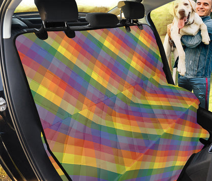 Rainbow LGBT Plaid Pattern Print Pet Car Back Seat Cover