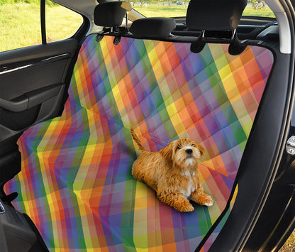 Rainbow LGBT Plaid Pattern Print Pet Car Back Seat Cover