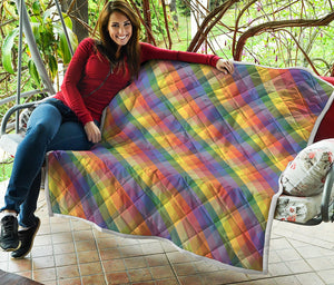 Rainbow LGBT Plaid Pattern Print Quilt