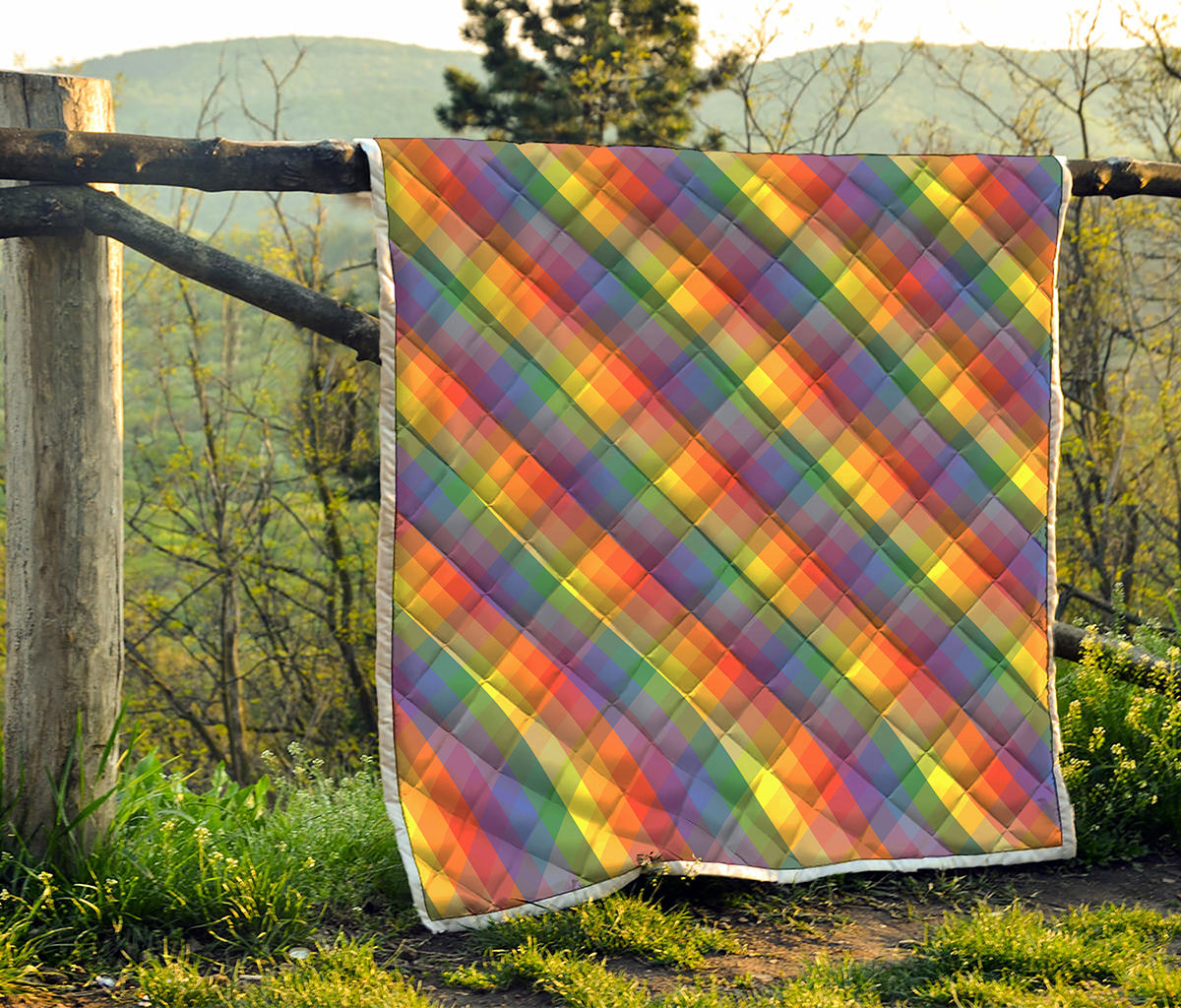 Rainbow LGBT Plaid Pattern Print Quilt