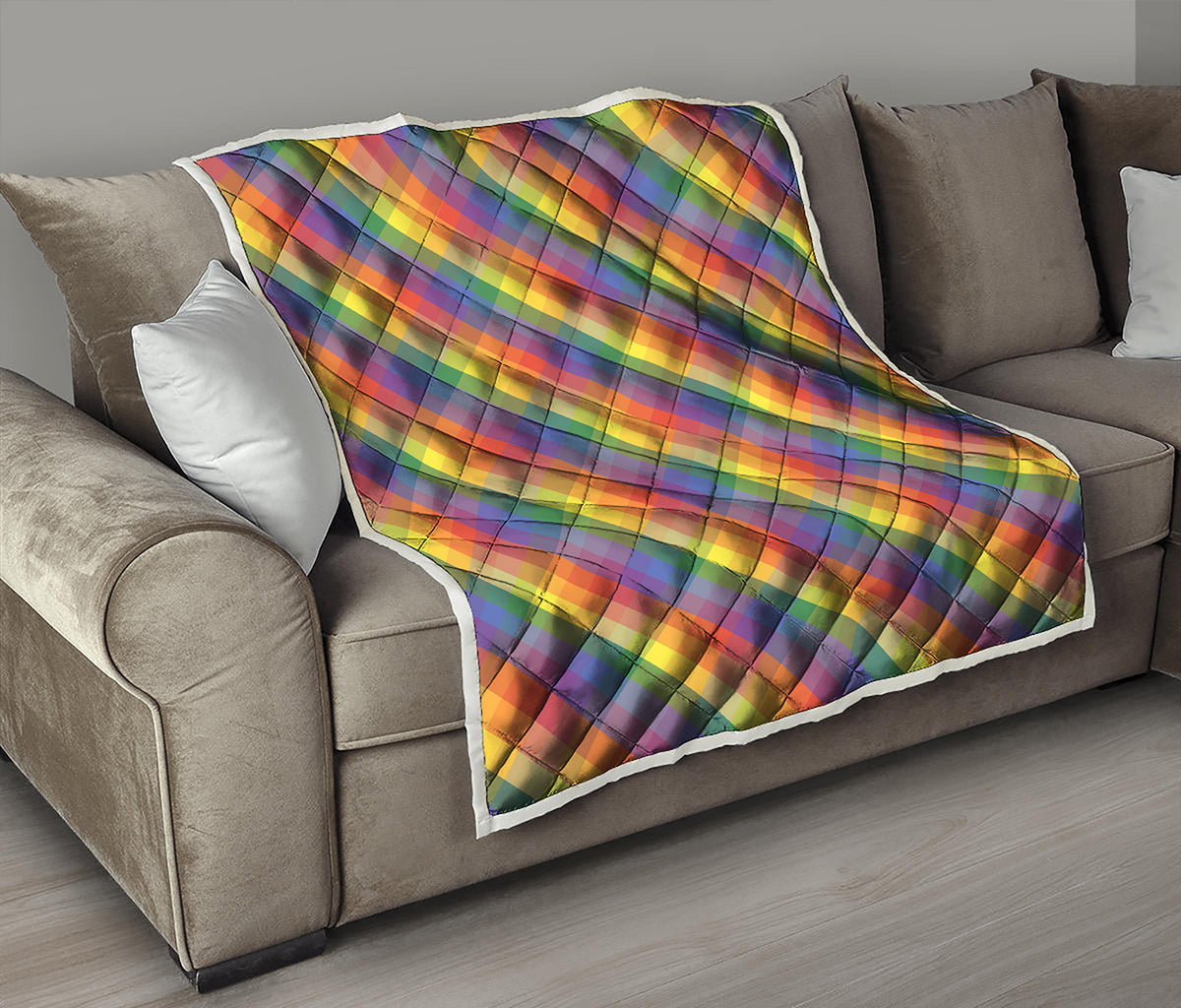 Rainbow LGBT Plaid Pattern Print Quilt