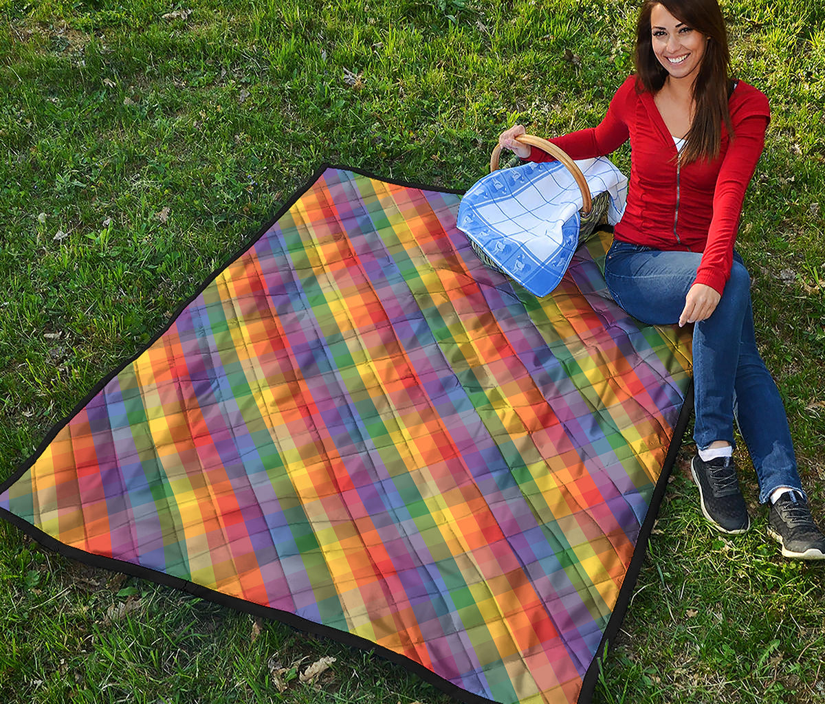 Rainbow LGBT Plaid Pattern Print Quilt