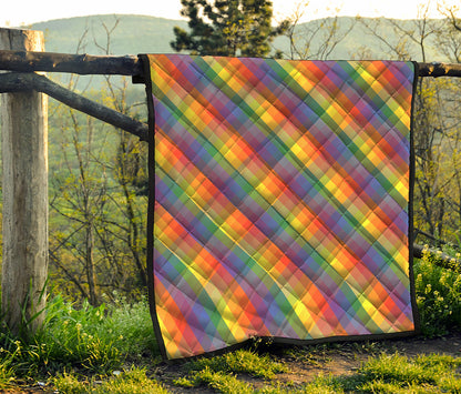 Rainbow LGBT Plaid Pattern Print Quilt
